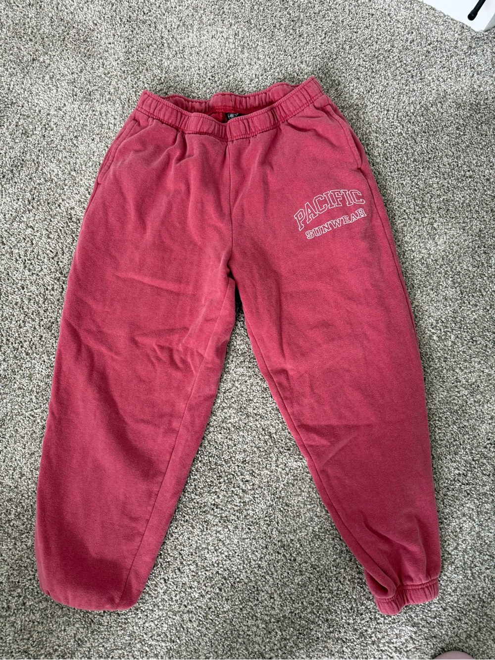 PacSun Red Fleece Track Pants with Logo